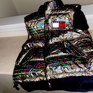 Tommy Hilfiger vtg 90s condition holographic hologram vest reversible mint!